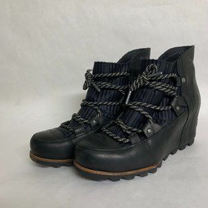 Sorel Sandy Lace Up Leather Wedge Boots